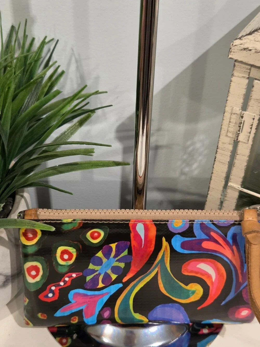 Consuela Sophie Multicolor Floral Wallet with Tan Trim